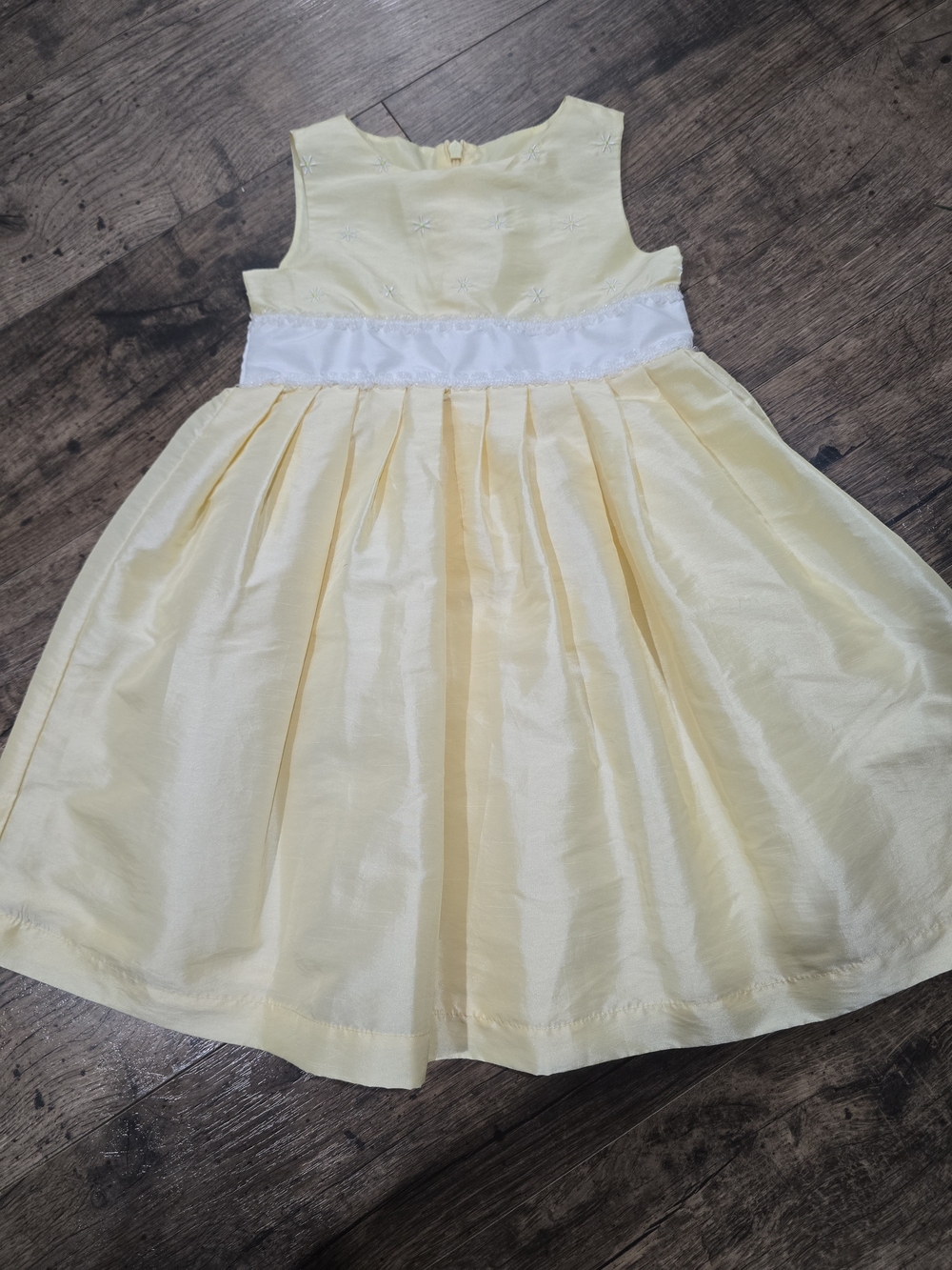Girls' Cream-Yellow Formal Dress with White Sash